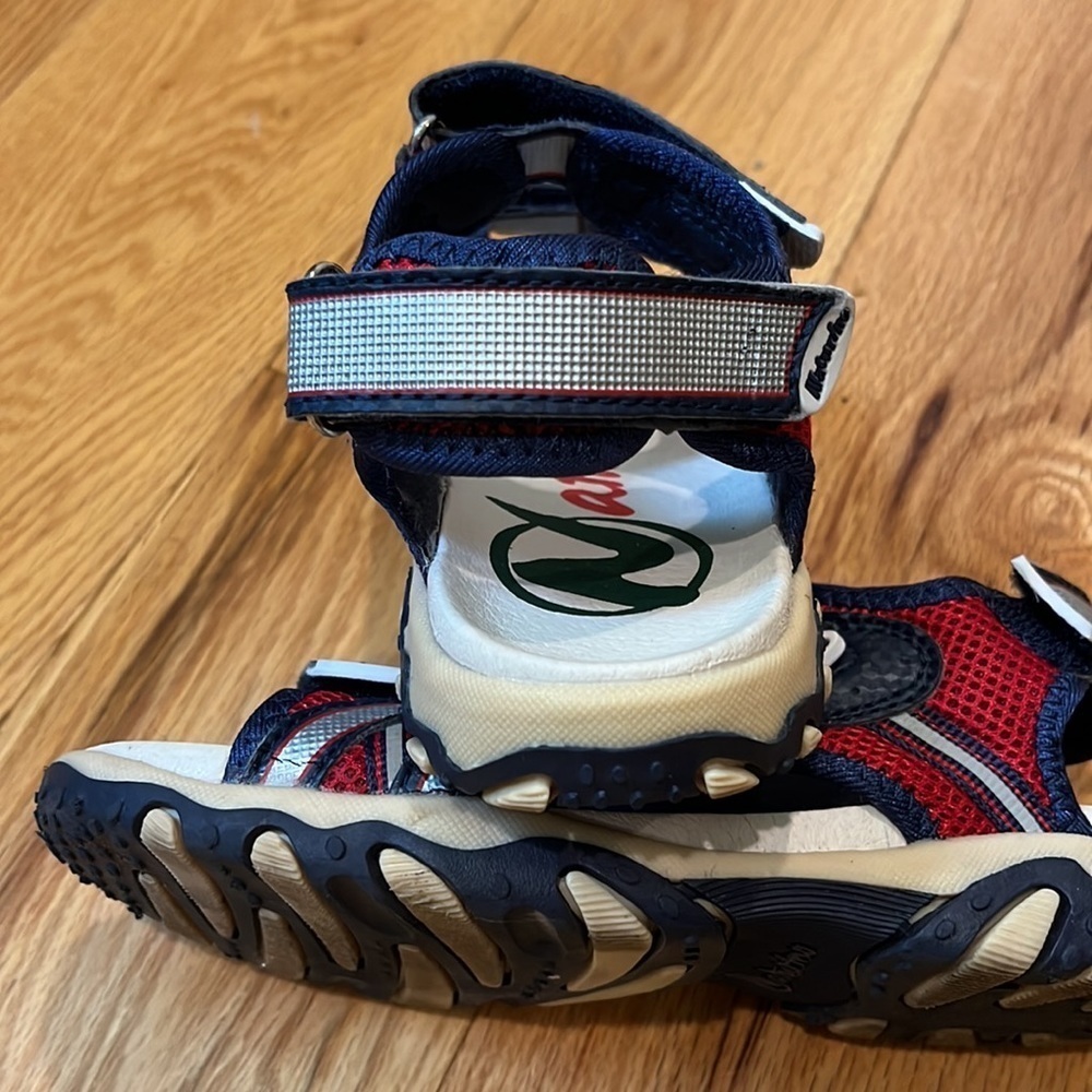 Naturino boys red & navy fabric sandals Sz 3 - Picture 6 of 14